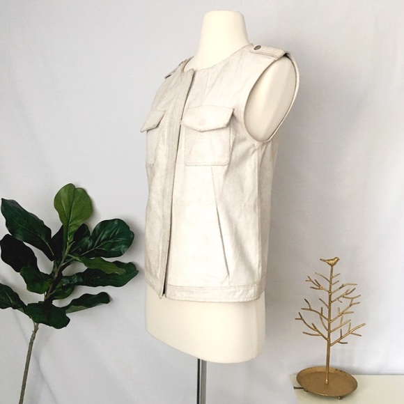 TROUVÉ Moto Vest Beige 100% Leather XS - Picture 5 of 8